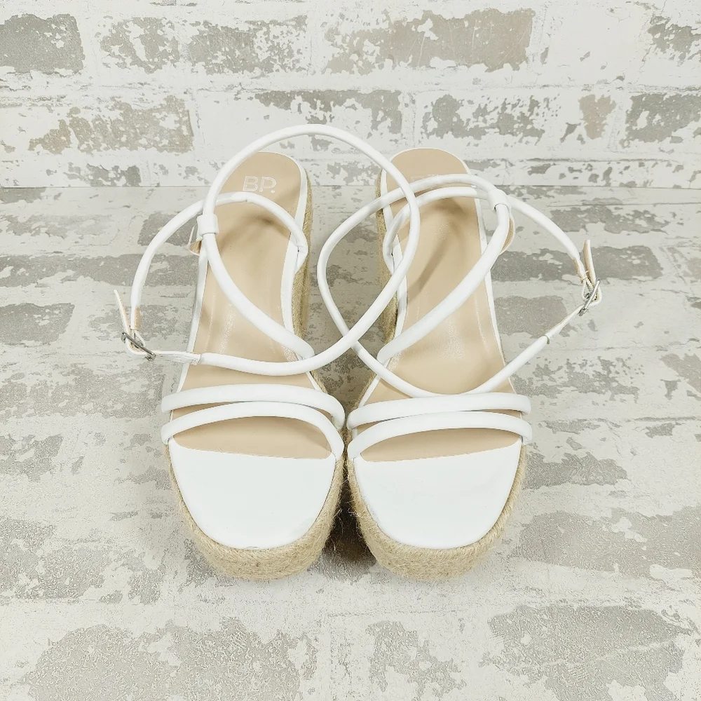 NEW BP White Cohan Espadrille Wedge Strappy Sandals V679 - Picture 10 of 13